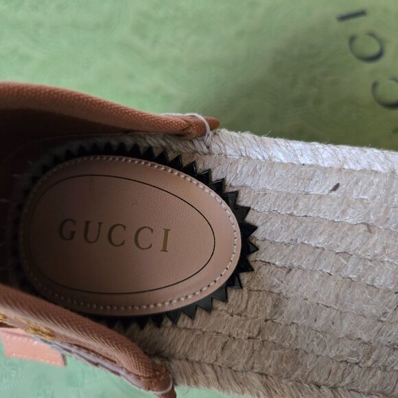 NIB Gucci Damita embroidered GG espadrille wedge sandals IT 38.5/ US 8.5 - Picture 9 of 12
